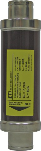 Высоковольтный предохранитель VVT-E 7,2kV  250A 50kA (e=292мм d=85мм Øконт.=45 120N с ТВ) - фото1
