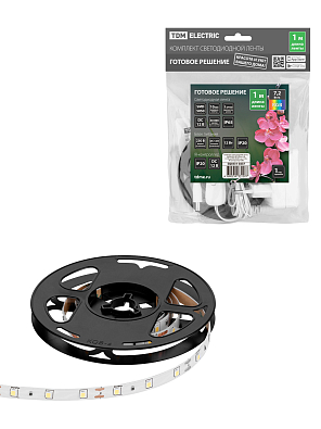 Комплект светодиодной ленты SMD5050-30 LED/м-12 В-7,2 Вт/м-IP65-RGB (1 м), 12 Вт, IR-контроллер TDM ELECTRIC - фото1