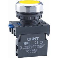 Кнопка управления NP8-01BN/5 без подсветки, самовозв., желт., 1НЗ, IP65 (R)